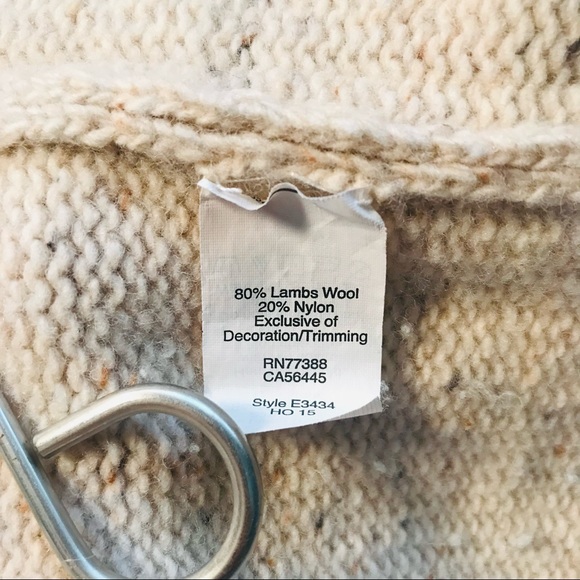 J Crew Factory Oatmeal Lambswool Sweater With Metallic Gold Side Stripes. - Picture 8 of 9